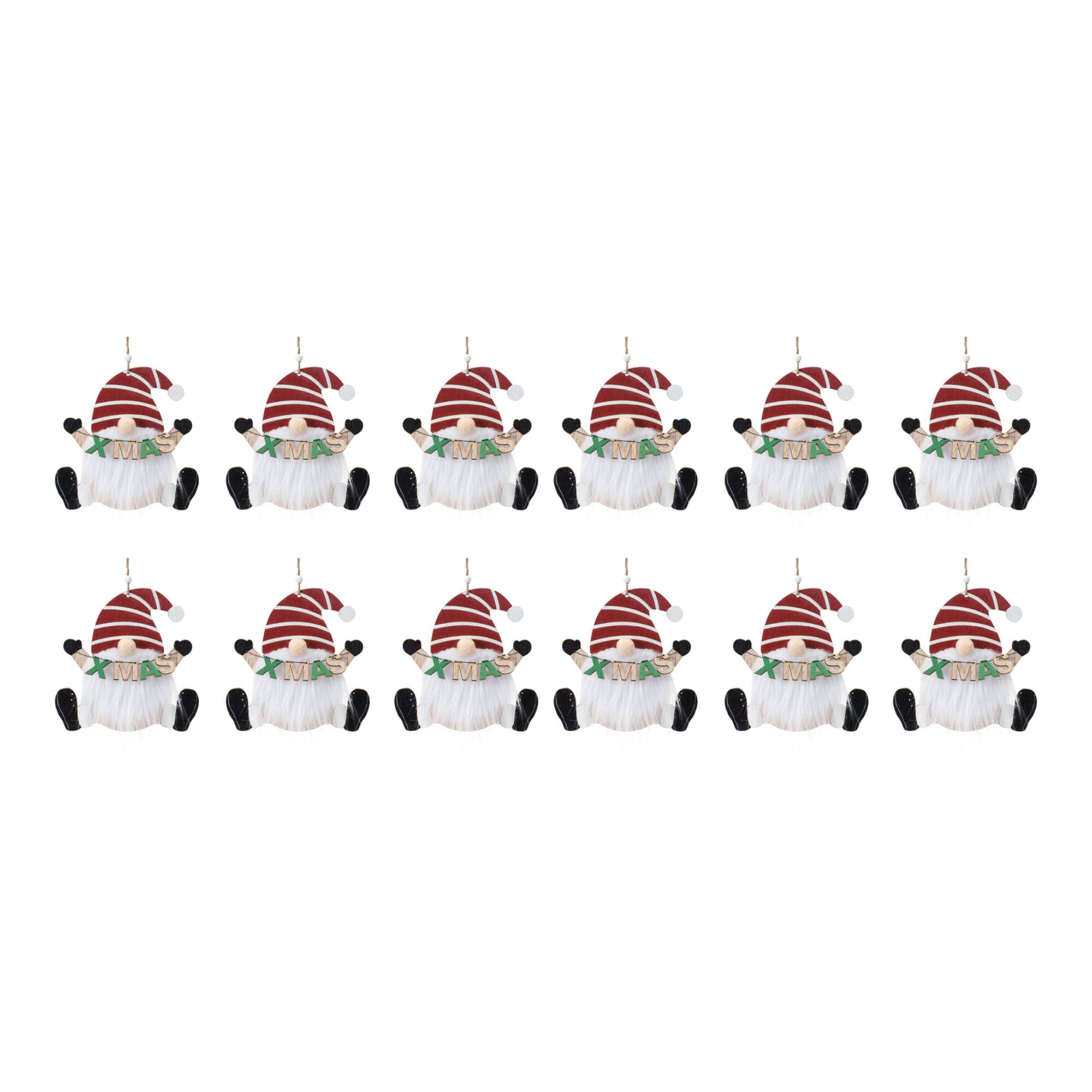 12ct. Wood Gnome Ornaments